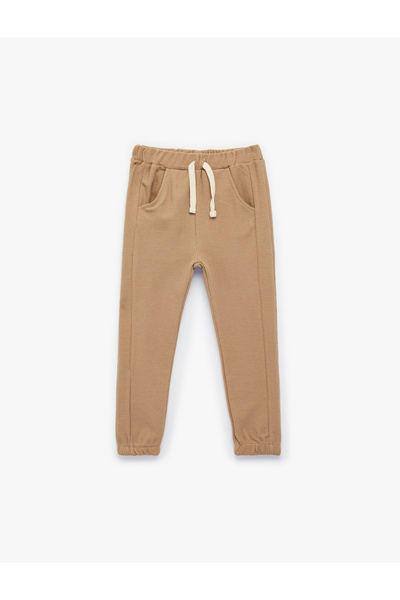 Koton بنطلون رياضي من قماش الوافل القطني مع رباط خصر مطاطي وأرجل مطاطية