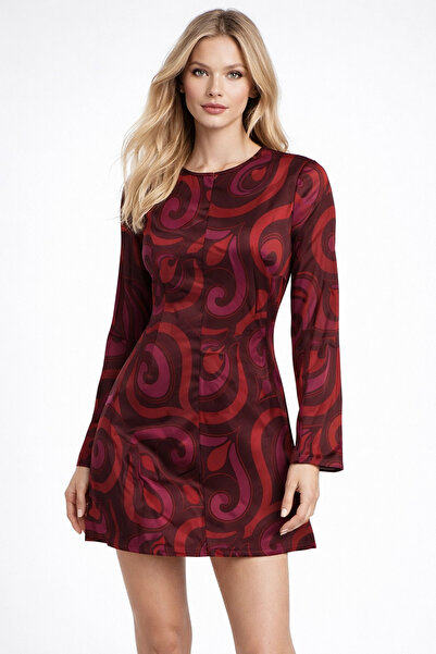 PROTO SUIT Backless Flowy Patterned Mini Dress