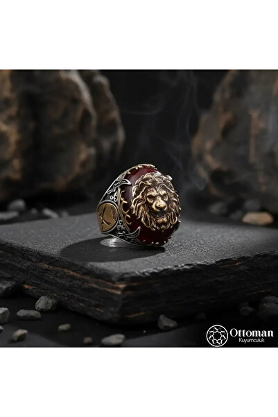 DESİGN OTTOMAN KUYUMCULUK Aslan Motifli Gümüş Erkek Yüzük