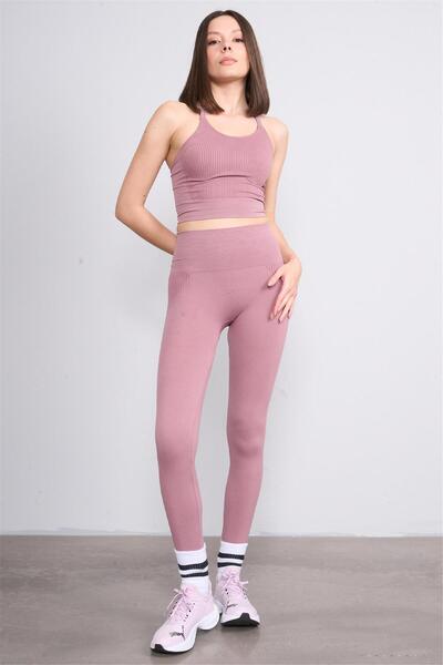 Volumex Σετ δύο τεμαχίων γυναικείο αθλητικό μπουστάκι και κολάν Dusty Rose