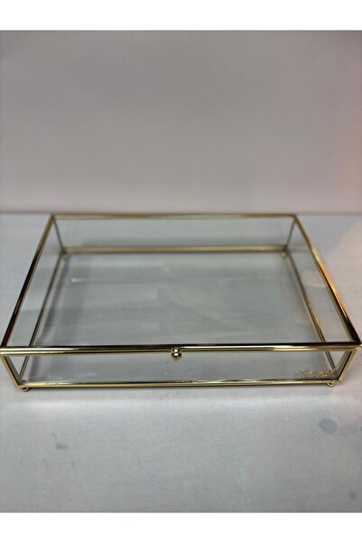 kurt41 Glass Chest, Glass Metal Framed Presentation Chest with Lid, Chocolate Candy and Jewelry Box 25x15cm