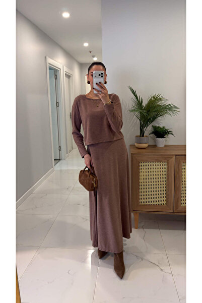 BİRCANÇİL Wups Mink Knitwear Blouse Dress Set