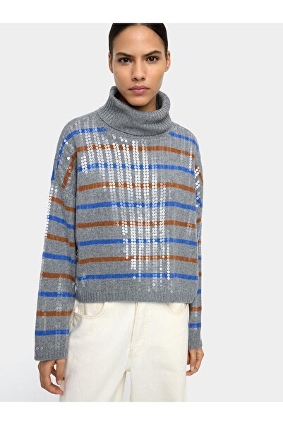 PARFOIS Çizgili ve Payetli Örme Kazak