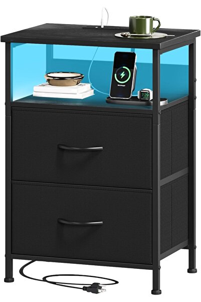sharpdo NightStand for Bedroom with 2 AC Sockets and 2 USB Ports