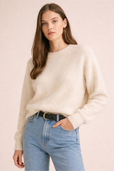 RTD&VLD Kadın Vita-253 Saknur Yumuşak Dokulu Triko Kazak VANİLYA