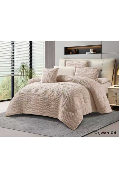 ALMIAAD Double winter bedspread in purple with a modern and geometric design, 230 x 250