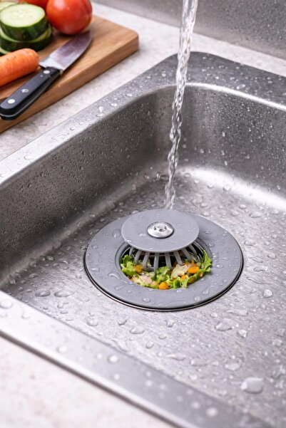 Flaura Home 3’lü Basmalı Silikon Lavabo Gider Süzgeci & Tıpası – Koku ve Tıka...