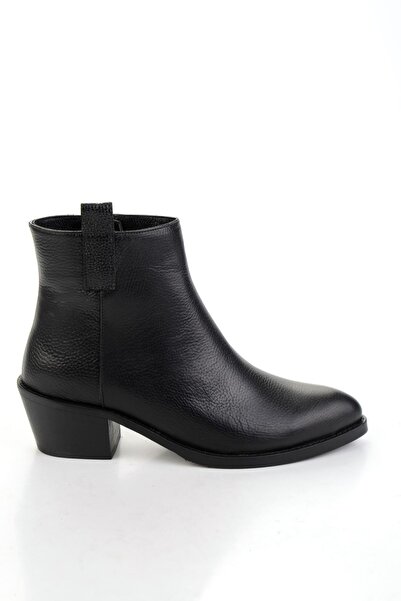 Bambi Siyah Hakiki Deri Kadın Bot & Bootie K02531254340