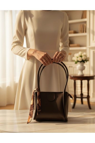ÇANTA Brown Minimalist Scarf Detailed Handbag