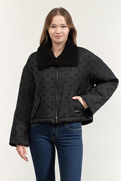 Emporio Armani All Logo Wool Blend Classic Collar Zipper Coat Mont Ew001392 A...