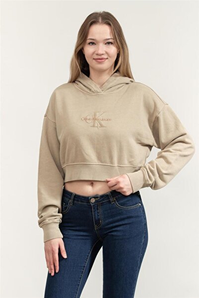 Calvin Klein سويت شيرت نسائي / بناتي بلازا رمادي داكن