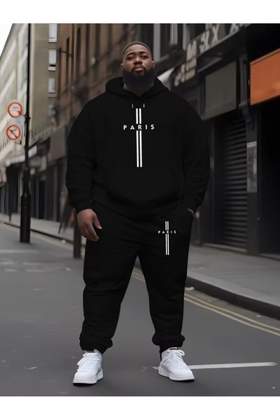 Flaubert Falubert-Men's Printed Asj Large Size Sweatahirt - Sweatpants 2-Piec...