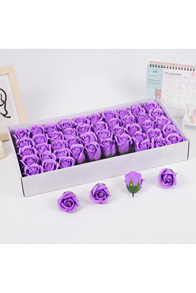 JML1 Scented Roses 50/set from Soap, Flower 7x5cm, Box 45x23cm, Light Purple