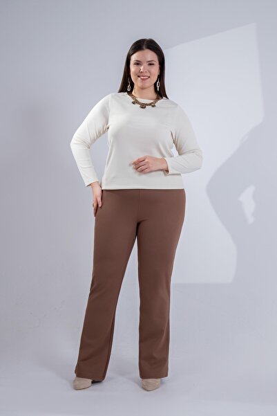 Roxxlen Γυναικείο παντελόνι μεγάλου μεγέθους καμπάνα