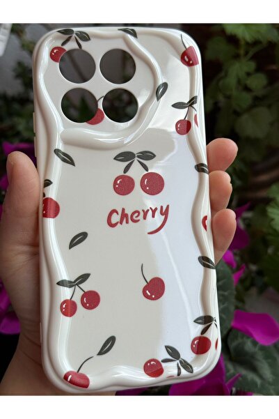 Poco X6 Pro Compatible Red Cherry Pattern Soft Silicone Case
