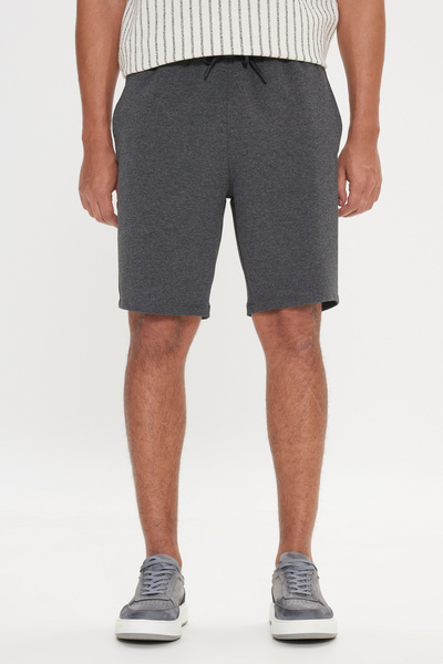 AC&Co / Altınyıldız Classics Anthracite Melange Standard Fit Regular Cut Cotton Stretch Knitted Shorts