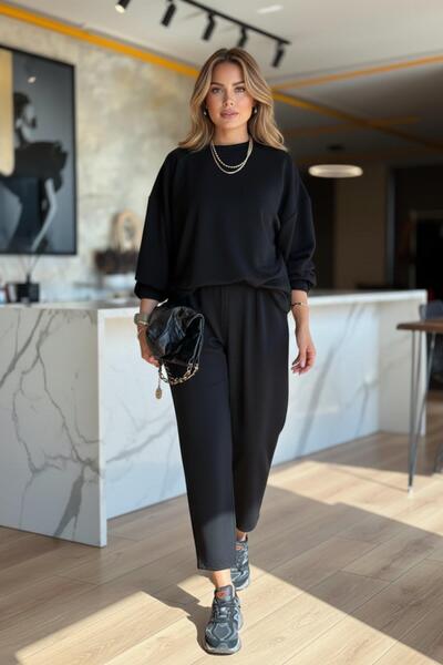 Mossta Relaxed Fit Viscose Two Thread Double Suit - Black