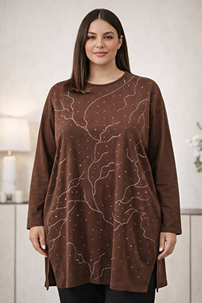 TUSSE Women's Plus Spreading Stone Viscose Large Size Oversized Blouse