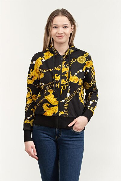 VERSACE JEANS COUTURE Kadın Fermuarlı Sweatshirt Siyah
