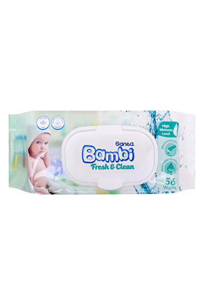 Bambi مناديل سانيتا المبللة، منعشة ونظيفة، ٥٦ منديلًا