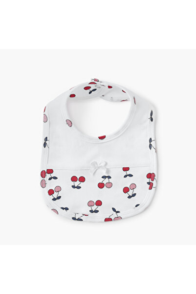 Juniors All-Over Cherry Print Bib with Button Closure