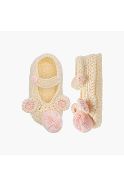 Juniors جوارب قصيرة مزخرفة بالكروشيه مع تفاصيل بوم بوم