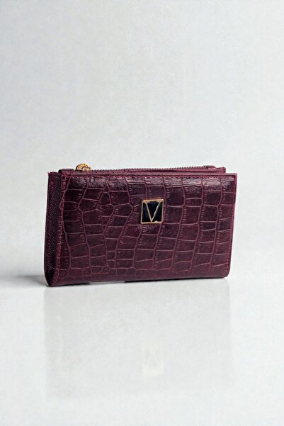 dericom Bordo Timsah Desenli Kadın Cüzdan – Minimal Şık Tasarım, Günlük ve Öz...