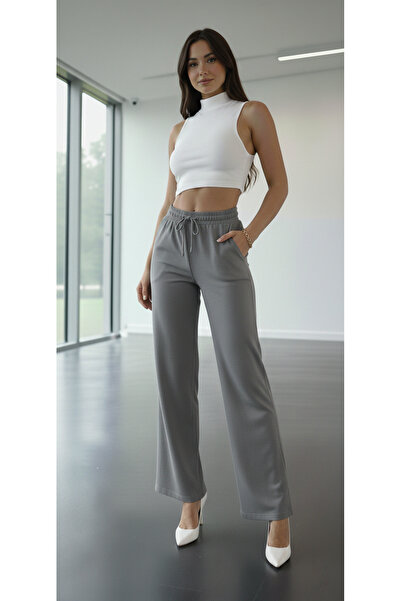 mezozoik Women's Linen Blend High Waist Wide Leg Palazzo Pants with Pockets