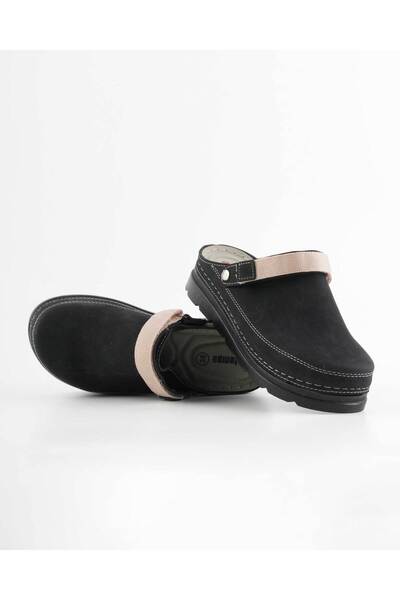 DR KLOMPA Women's Sabo Slippers with Back Strap, Daily Comfortable Use, Non-Slip Sole, Closed Toe, Black