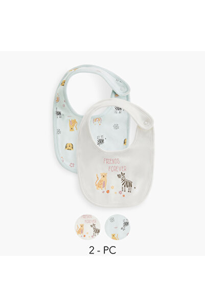 Juniors Animal Print Bib with Button Closure - Set of 2