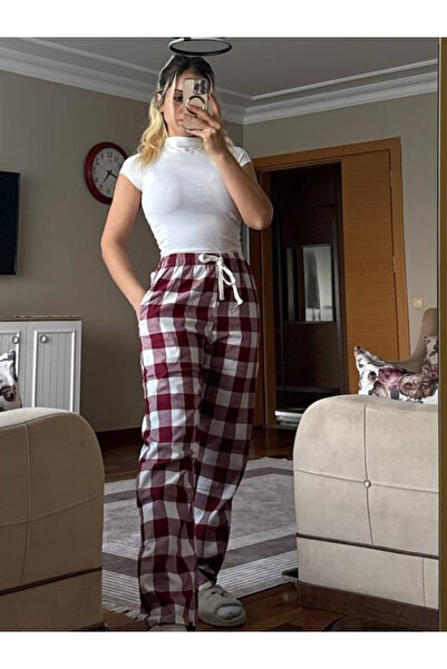 SERENCEE بنطال رياضي للجنسين بنمط هاراجوكو مربع باللونين الأحمر والأبيض