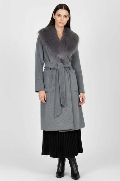 Ekol Yakası Kürklü Torba Cepli Kaban