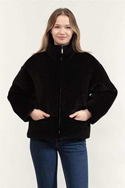 Emporio Armani Regular Fit Stand Collar Effect Velvet Coat Coat Ew001464 Af14...