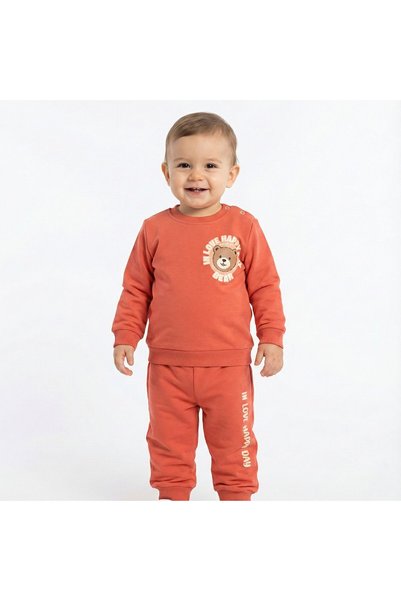 HAKNUR Erkek Bebek Pamuklu 2’li Takım Sweatshirt Pantolon Baskılı 6-24 Ay