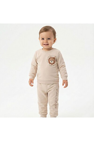 HAKNUR Erkek Bebek Pamuklu 2’li Takım Sweatshirt Pantolon Baskılı 6-24 Ay