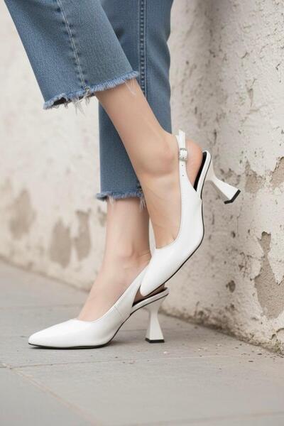 NOVELLAM SHOES Women's Harmmoonnyyy White Patent Leather Classic Heeled Shoes