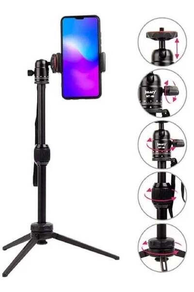 Jmary حامل ثلاثي القوائم قابل للطي والتمديد MT-68 يُوضع على سطح الطاولة، مُصم...