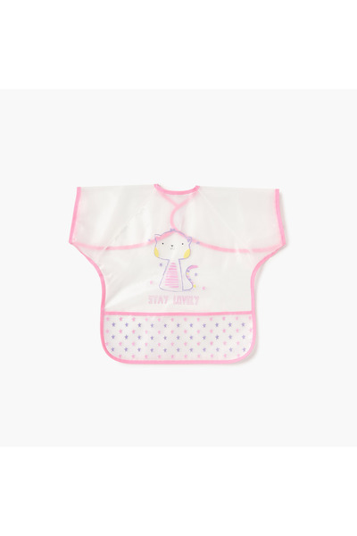 Juniors Cat Print Apron Bib with Short Sleeves