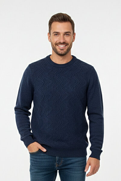 Pulltonic Men's Crew Neck Soft Textured Sweater