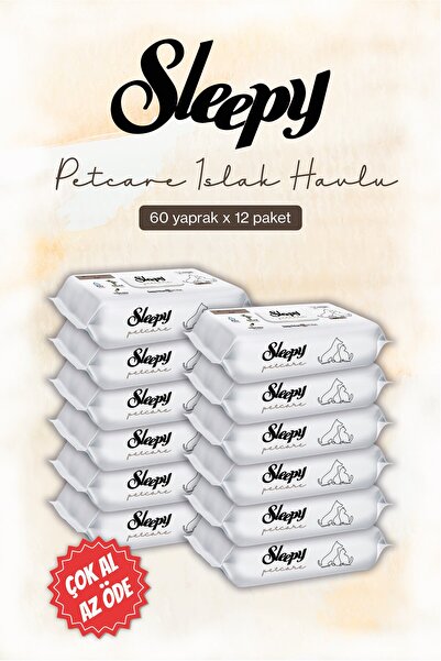 Rosie Sleepy Petcare Evcil Hayvan Islak Havlusu 60'lı x 12 paket
