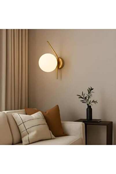 BAB Modern gold wall sconce with a white glass ball