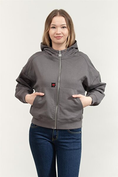 Dkny Kadın Kapüşonlu Sweatshirt Gri