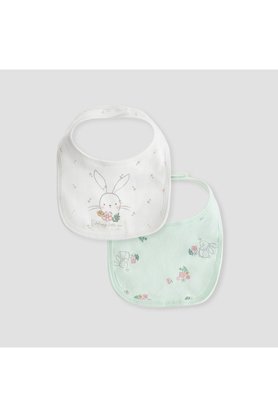 Juniors Bunny Print Bib with Button Closure - Set of 2