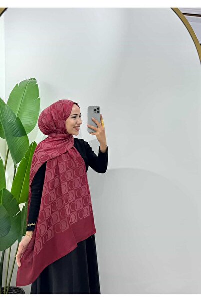 ALESYA SCARF Ring Pattern Burgundy Shawl