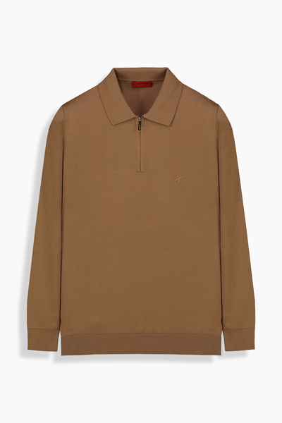 Sarar İNTERVİEW Polo Yaka Fermuarlı Mocha Triko