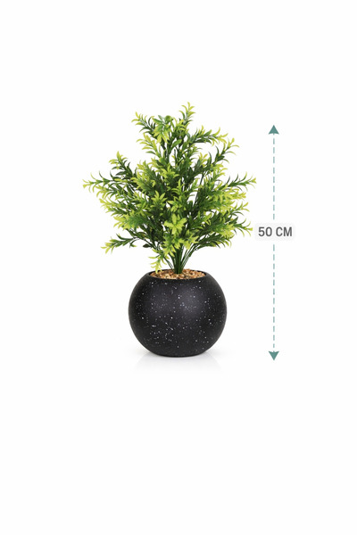 AMZOE Artificial green plant with a stylish black pot – 50 cm tall