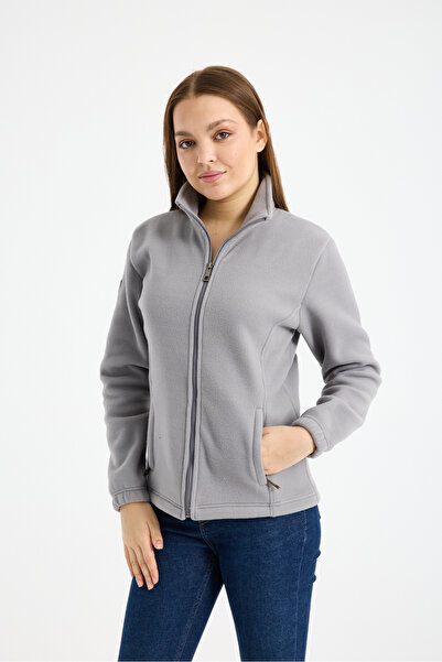 MONNSTUDİO Kadın Tam Fermuarlı Yan Cepli Kalın Outdoor Polar Ceket