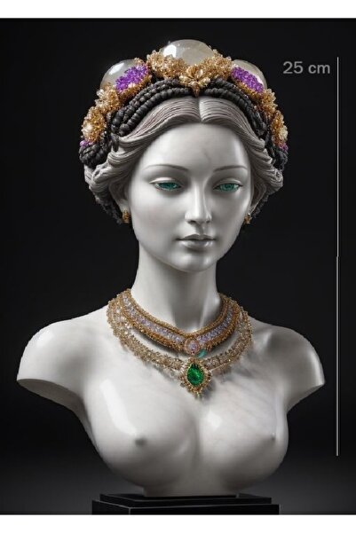 Yaratıcı sanatlar atölyesi Nü Mücevher İşlemeli Kraliçe Lagertha Büstü Dekora...