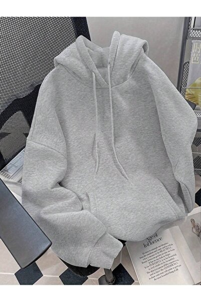 ZİYMO Kapüşonlu Sweatshirt Büyük Beden Rahat Kesim Sweat