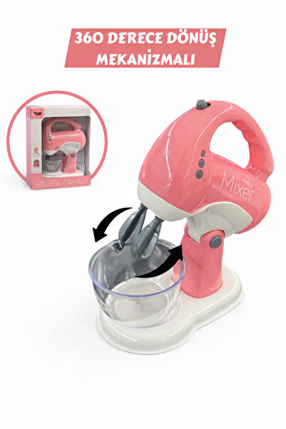ToySky Oyuncak Pilli Mutfak Mikseri – Işıklı, Sesli, 360° Dönen – Pembe